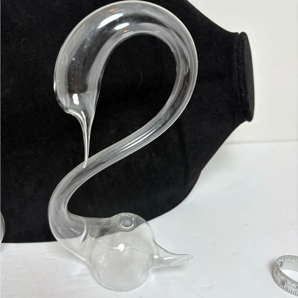Vintage Pair of Delicate Clear Glass Swan Bud or Propagation Vases